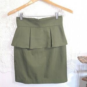 Ani Lee Skirt Women 2 XS Green Silk Blend Cupcake Layer Ruffle High Rise Mini